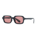 Lunettes de soleil rectangulaires - Monture noire, verres roses
