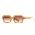 Lunettes de soleil rectangulaires - Monture beige/caramel, verres marron dégradés