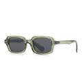 Lunettes de soleil rectangulaires - Monture verte transparente, verres gris