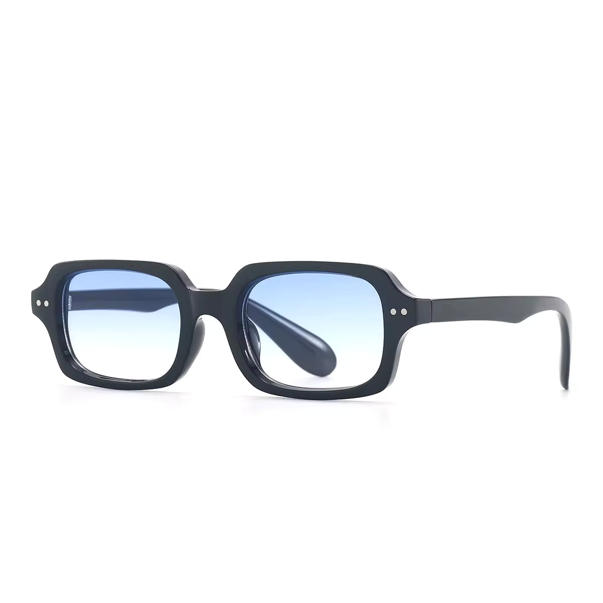 Lunettes de soleil rectangulaires - Monture noire, verres bleus dégradés